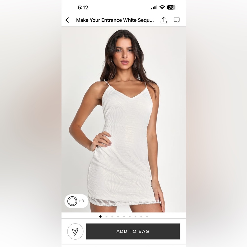 Brand New With Tags! White sequence Lulus dress